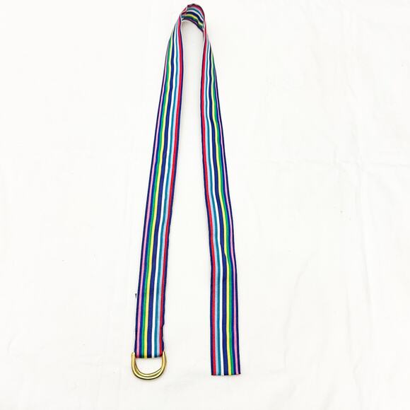 Leather man Navy Striped Adjustable Nylon Belt Size Medium - Picture 4 of 4